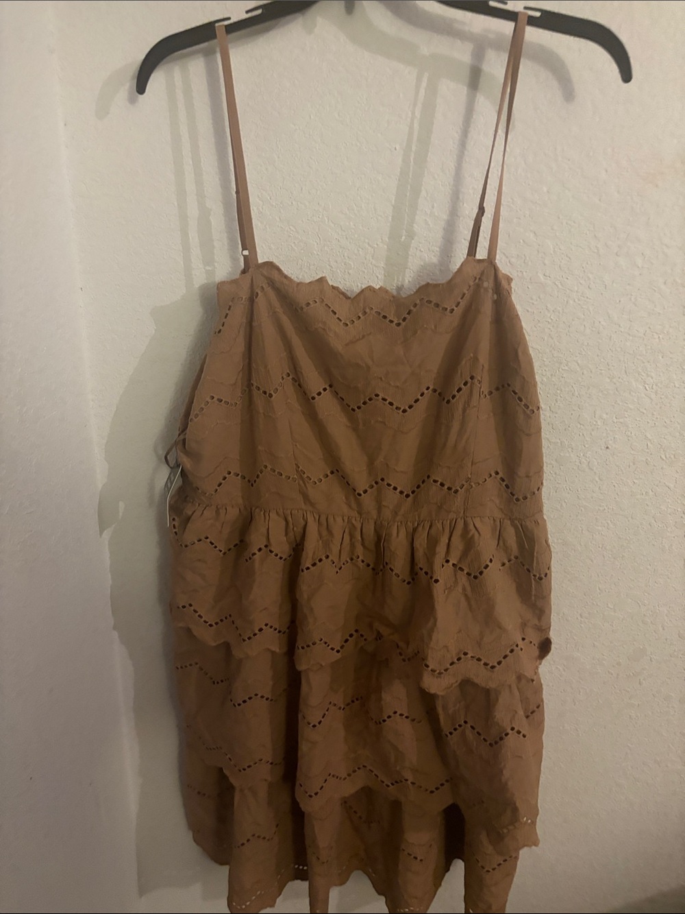 Express Tan Eyelet Mini Dress